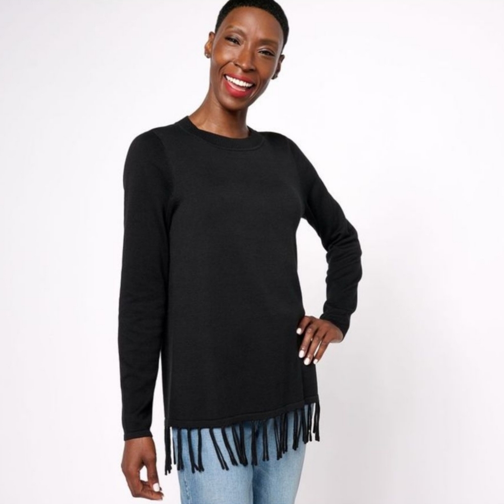 Susan Graver Women's Sweater with fringe